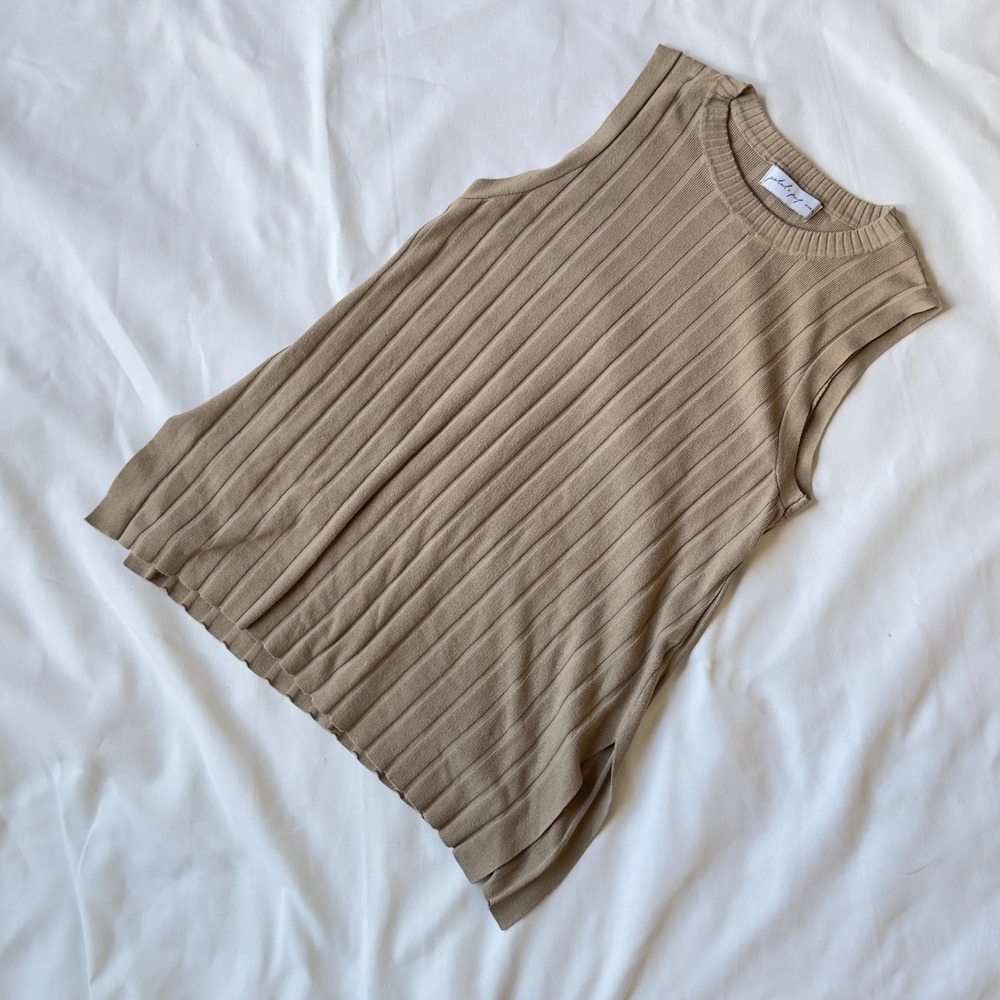 Petal + Pup Ribbed Sleeveless Knit Top Women's Size S/M Tan Casual Minimalist